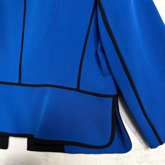 NWT Kasper Lapis Blue Jacket Dress Suit 12 14 Contrast Trim Powersuit 2 Pc Set - Picture 13 of 16